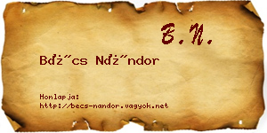 Bécs Nándor névjegykártya